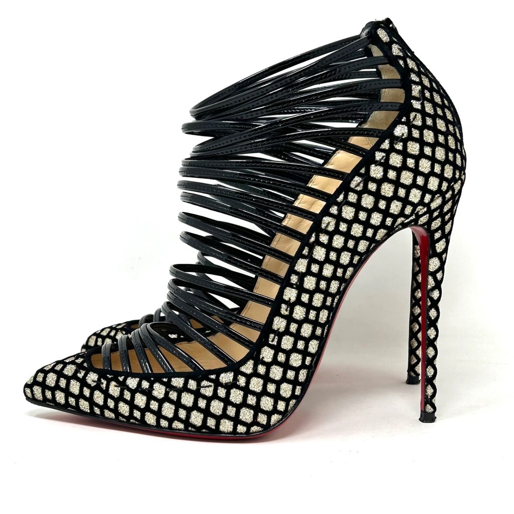 Christian Louboutin Gortik 120 Black Velvet Glitter Heels Size 41
